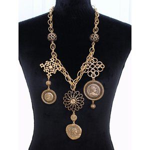 Oscar de la Renta Coin-Portrait Medallion Necklace